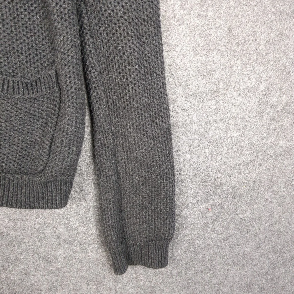Gap Womens Medium‎ Charcoal Gray Textured Knit Full Zip V-Neck Cardigan Sweater
